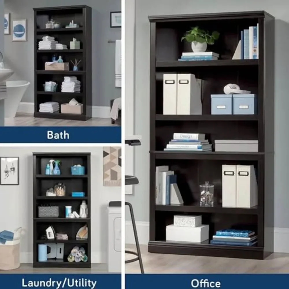 Sauder 5 Tier Shelf/Bookcase/Storage In Estate Black